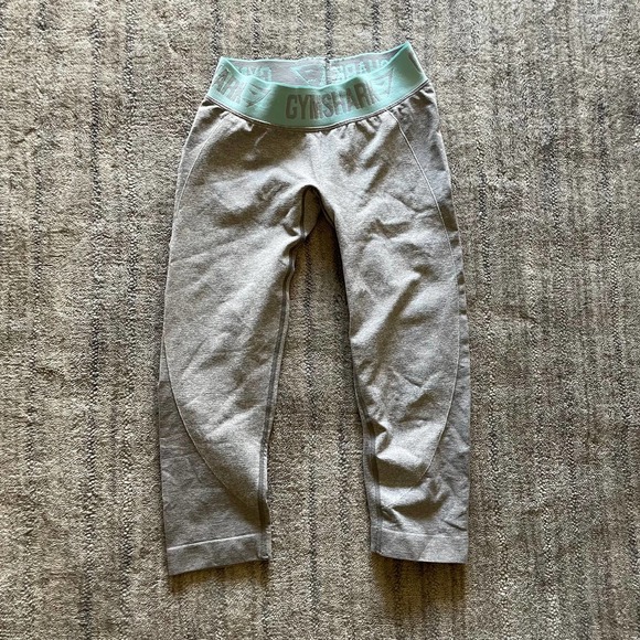 Gymshark Flex Low Rise Gray Aqua Blue Spandex XS Leggings - Picture 1 of 6